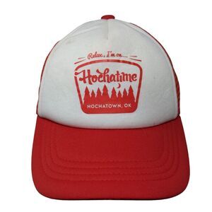Relax I'm On Hochatime Oklahoma Snapback Trucker Hat Red OSFA Mesh Back
